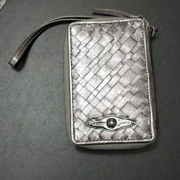 Elliott Lucca pewter colored leather wristlet - Picture 1 of 10